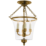 Sussex Semi-Flush Bell Jar Lantern in Antique-Burnished Brass