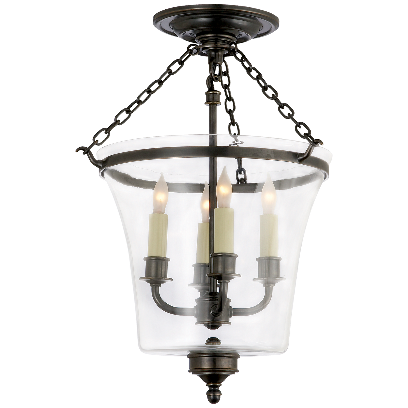 Sussex Semi-Flush Bell Jar Lantern in Bronze