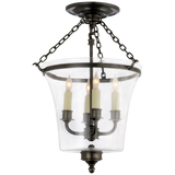 Sussex Semi-Flush Bell Jar Lantern in Bronze