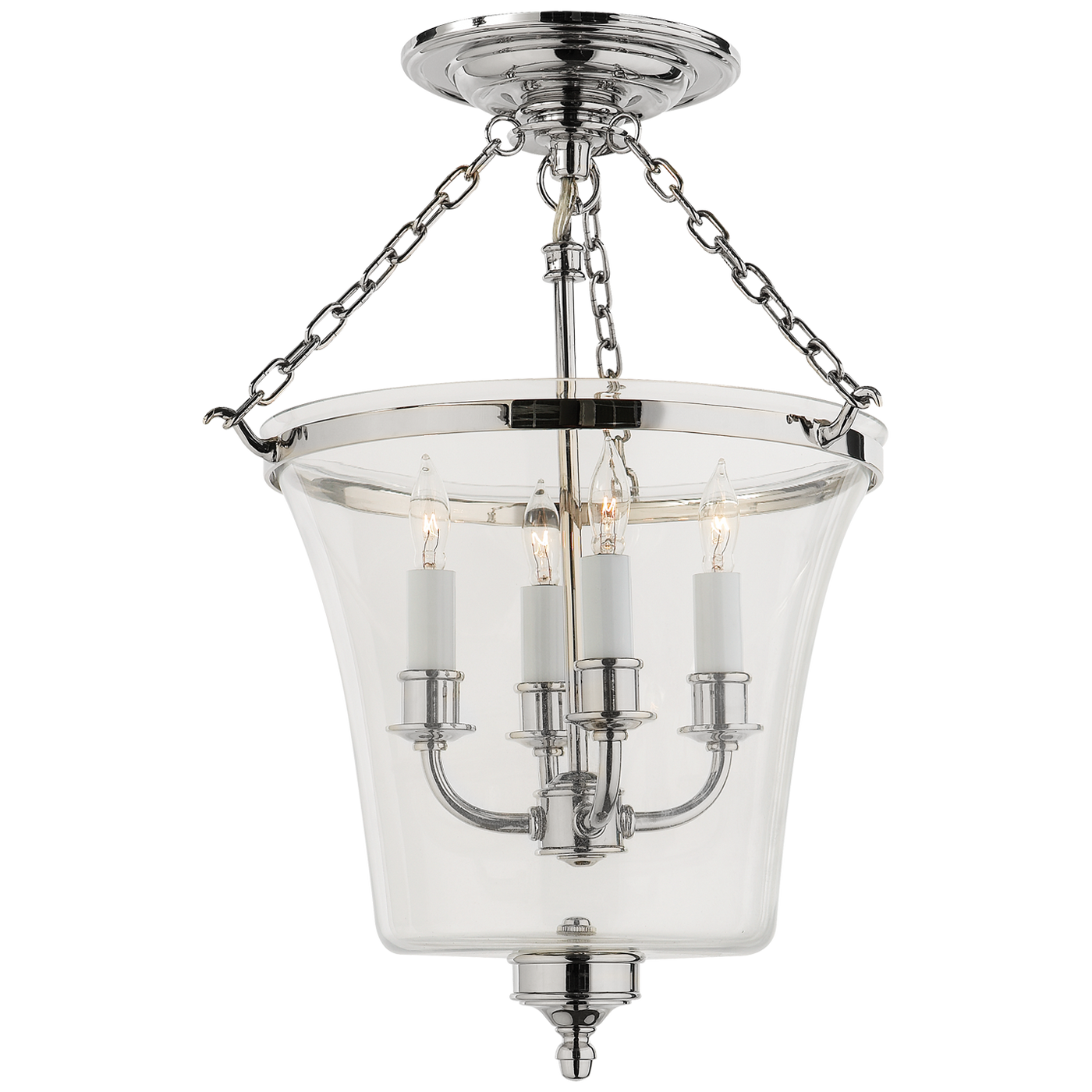 Sussex Semi-Flush Bell Jar Lantern in Polished Nickel