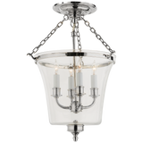 Sussex Semi-Flush Bell Jar Lantern in Polished Nickel