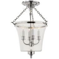 Sussex Semi-Flush Bell Jar Lantern in Polished Nickel