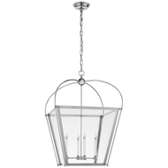 Riverside Medium Square Lantern in Polished Nickel with Clear Glass