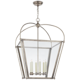 Riverside Large Square Lantern in Antique Nickel with Clear Glass