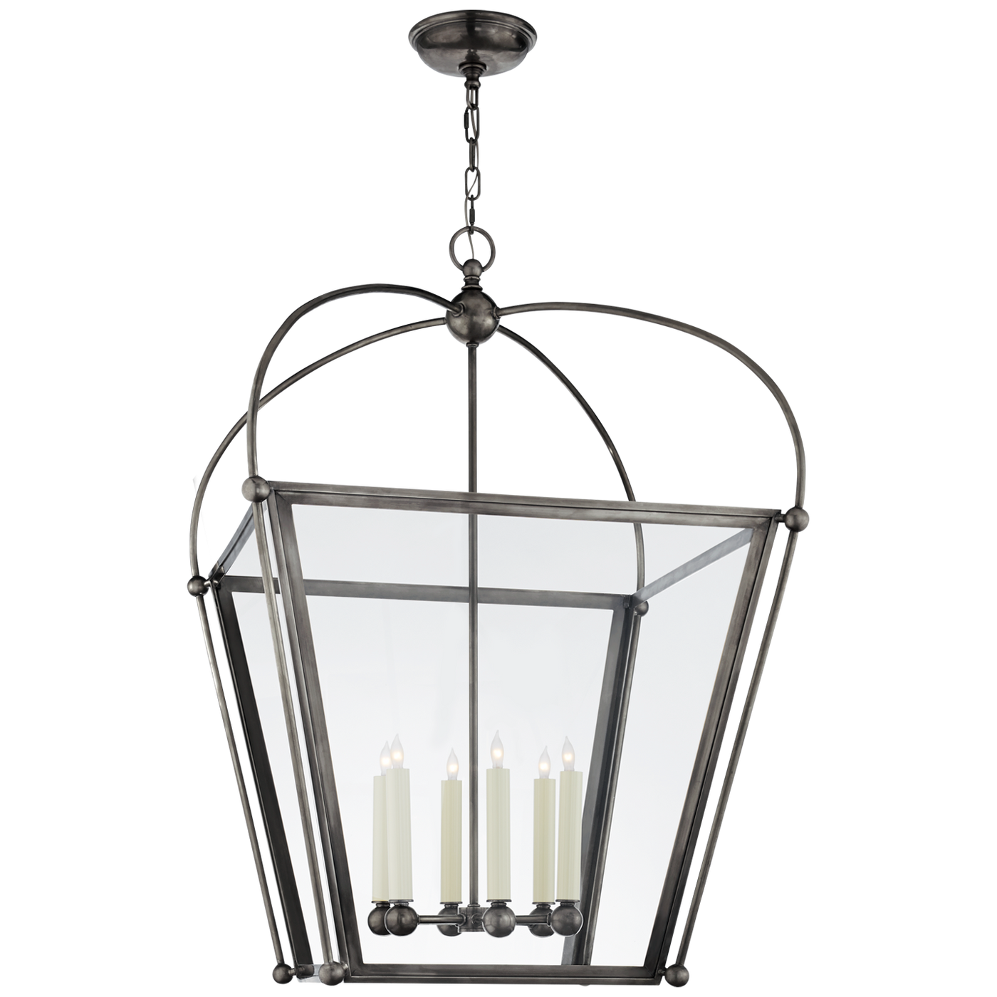 Riverside Large Square Lantern in Bronze with Clear Glass