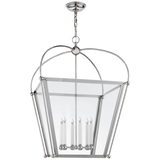 Riverside Large Square Lantern in Polished Nickel with Clear Glass