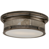 Alderly Small Flush Mount in Bronze with White Glass