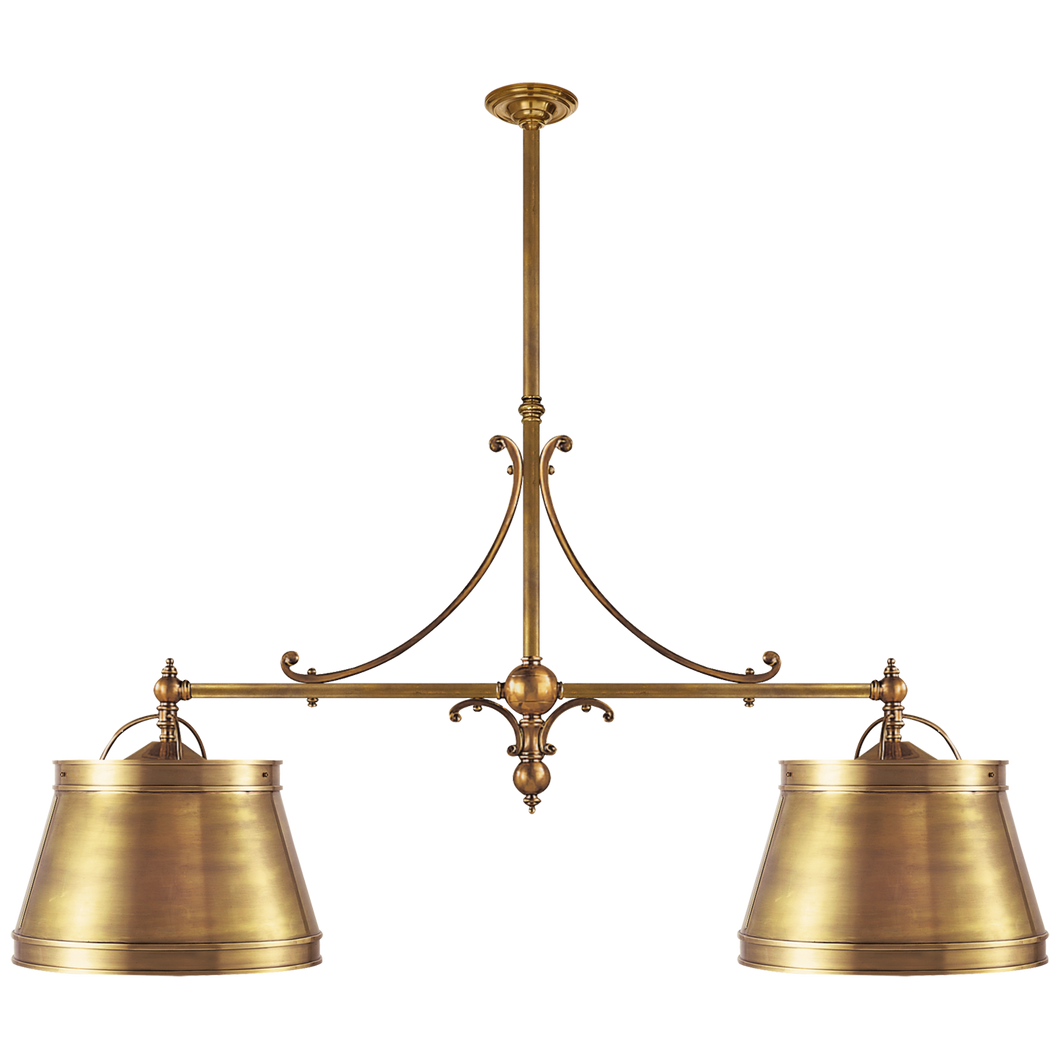 Sloane Double Shop Pendant in Antique-Burnished Brass with Antique-Burnished Brass Shades