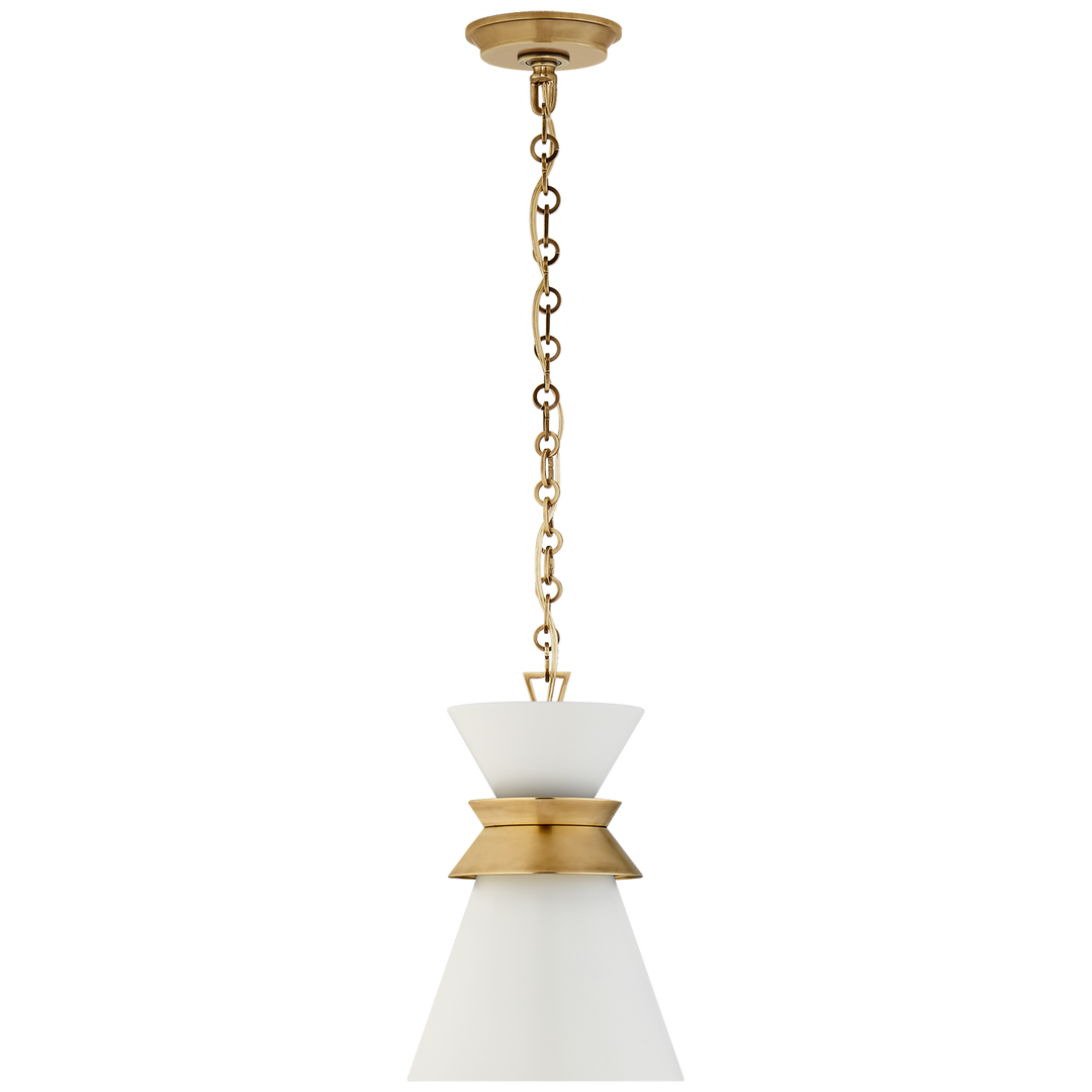Alborg Small Stacked Pendant in Antique- Burnished Brass with Matte White Shade