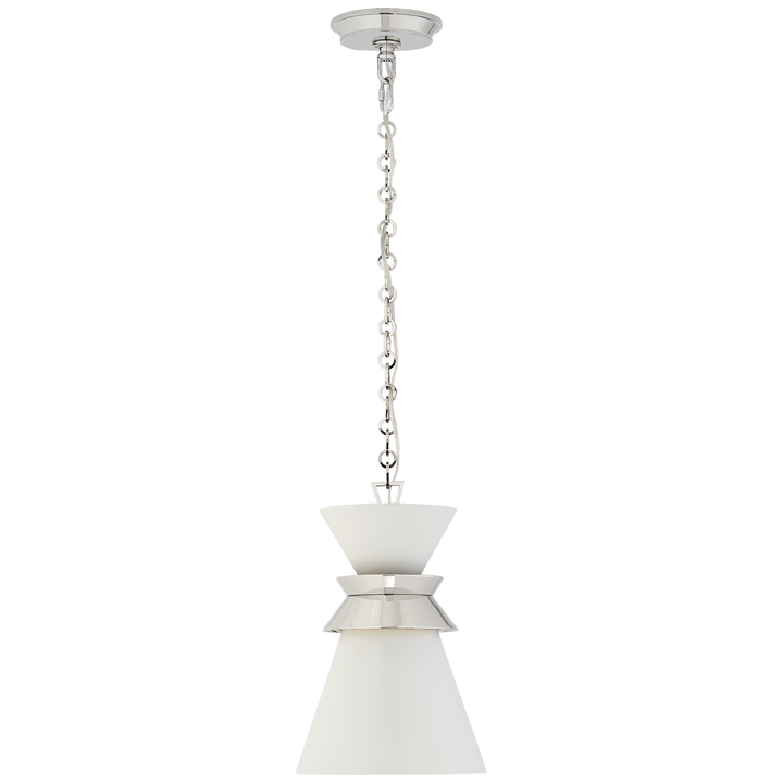 Alborg Small Stacked Pendant in Polished Nickel with Matte White Shade