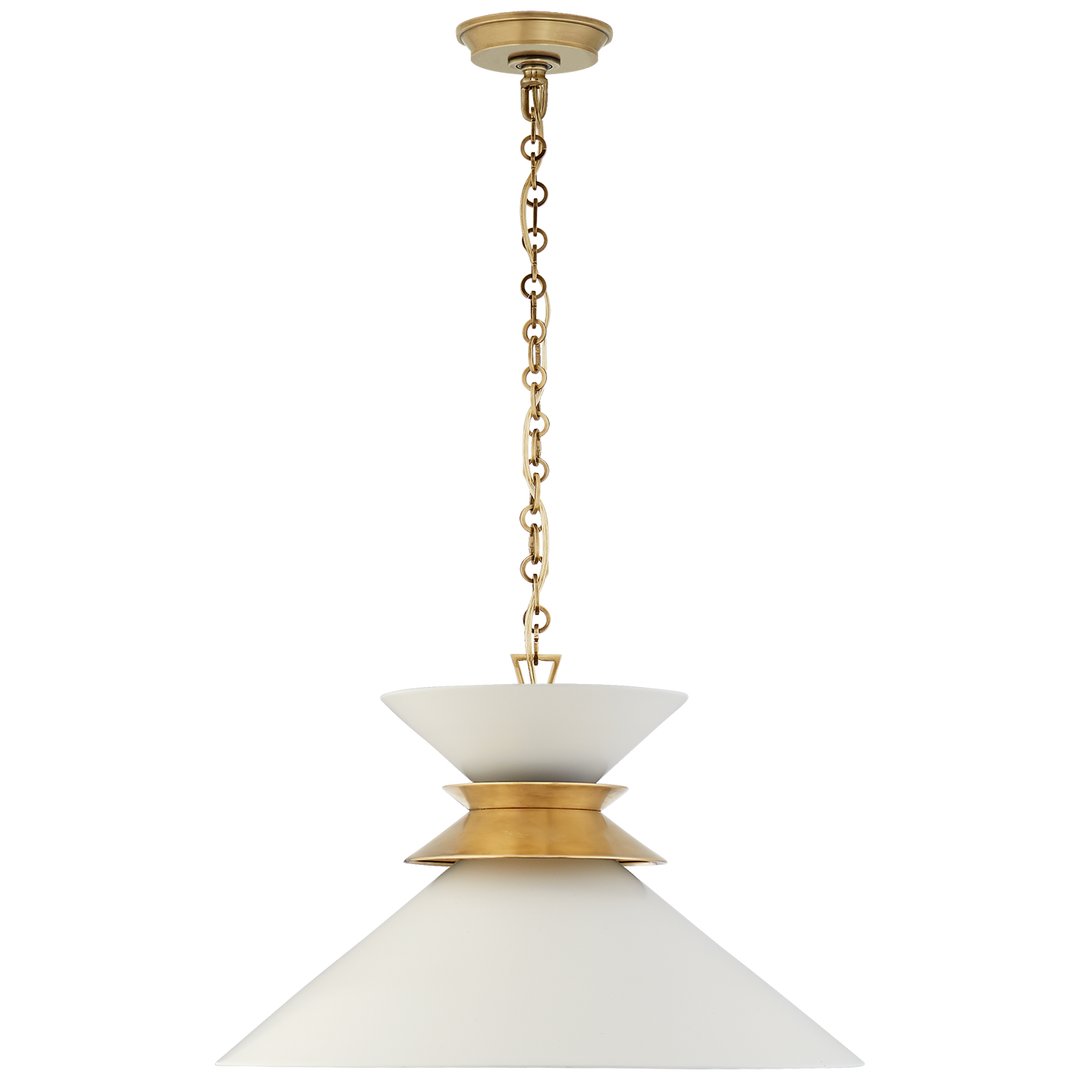 Alborg Large Stacked Pendant in Antique- Burnished Brass with Matte White Shade