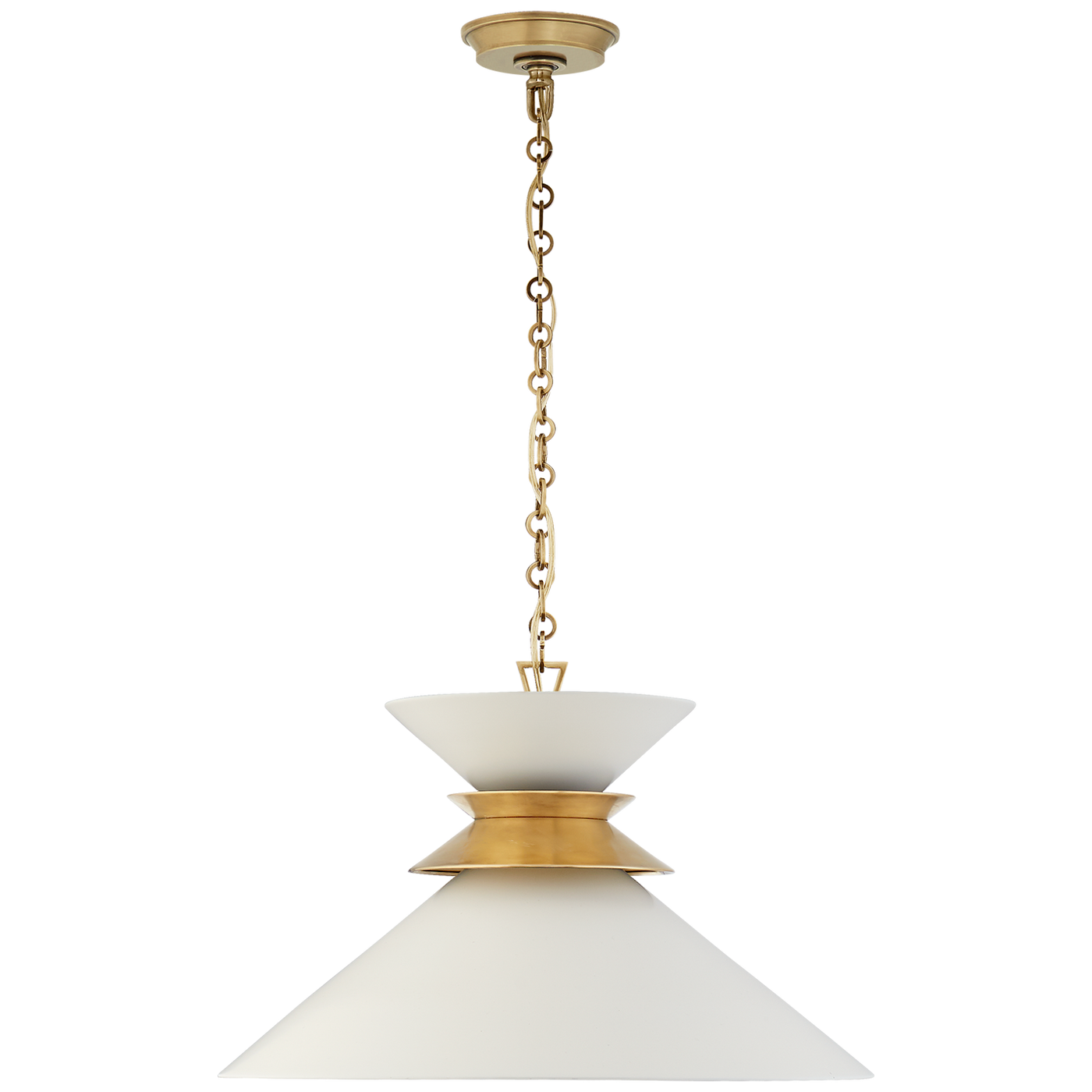 Alborg Large Stacked Pendant in Antique- Burnished Brass with Matte White Shade