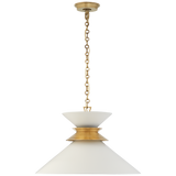 Alborg Large Stacked Pendant in Antique- Burnished Brass with Matte White Shade