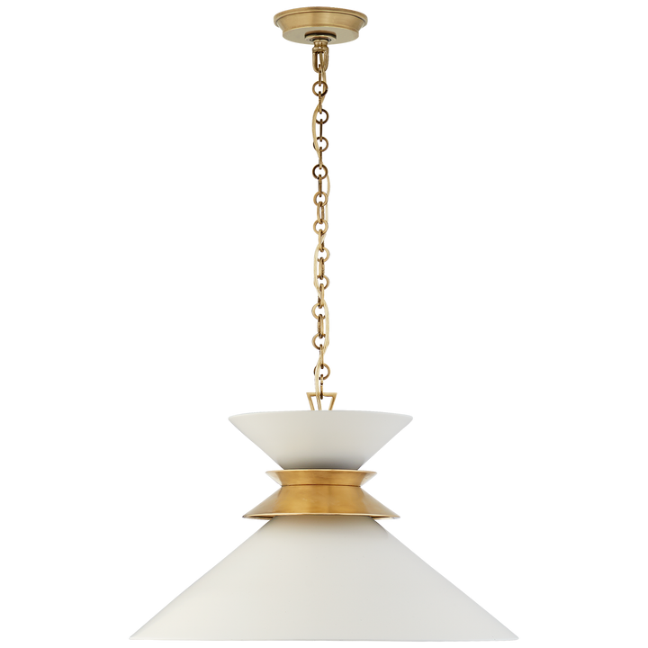 Alborg Large Stacked Pendant in Antique- Burnished Brass with Matte White Shade