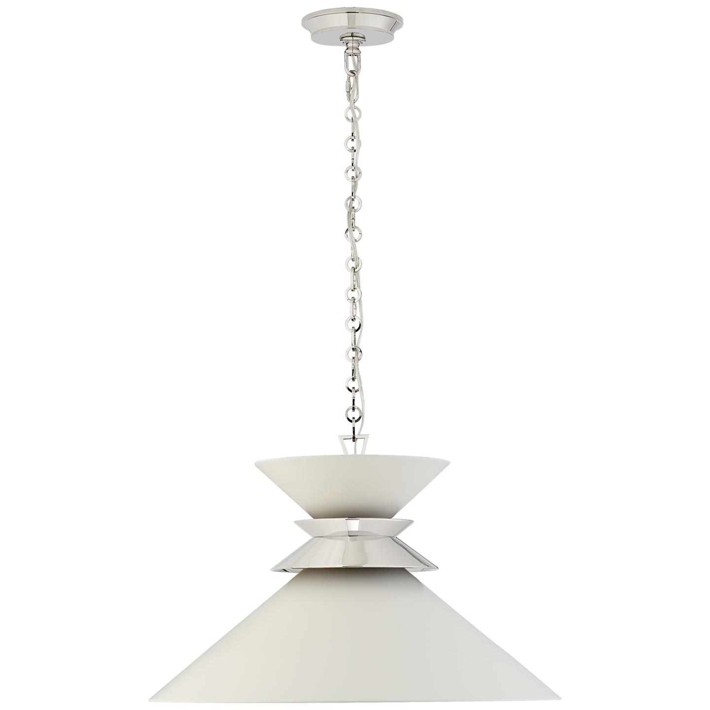 Lade das Bild in den Galerie-Viewer, Alborg Large Stacked Pendant in Polished Nickel with Matte White Shade
