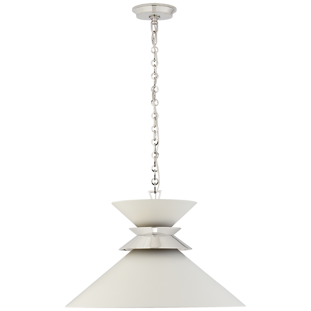 Alborg Large Stacked Pendant in Polished Nickel with Matte White Shade