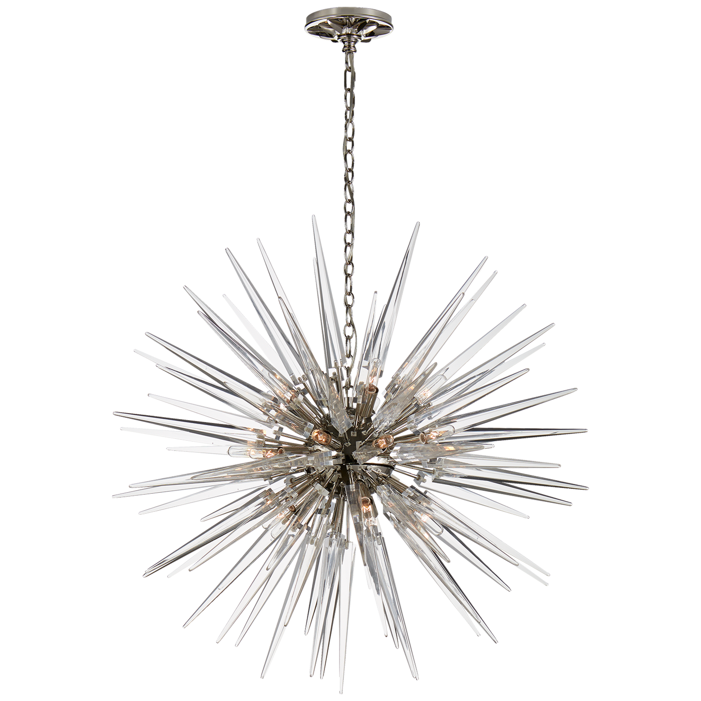 Quincy Medium Sputnik Chandelier in Polished Nickel with Clear Acrylic