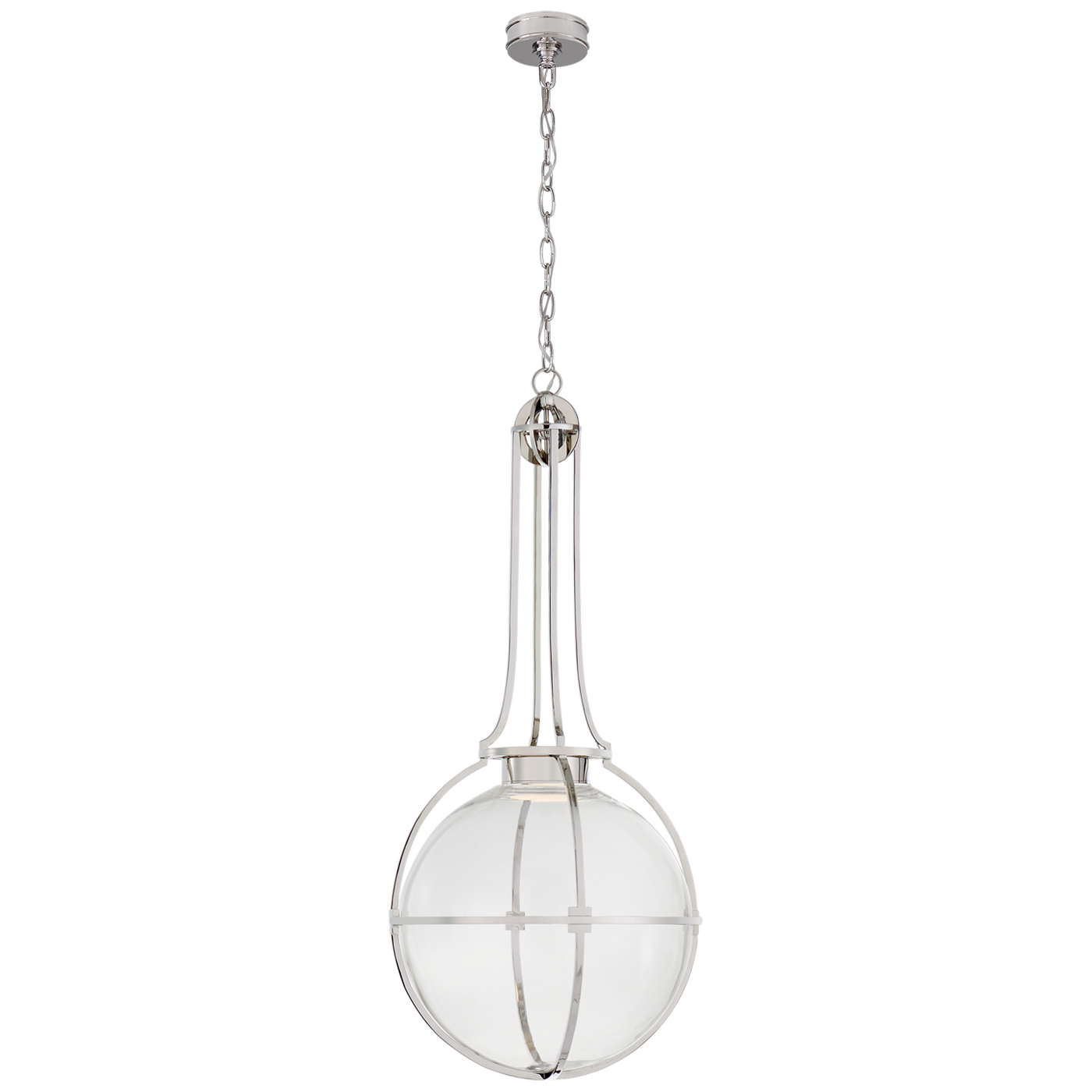 Gracie Large Captured Globe Pendant in Polished Nickel with Clear Glass