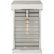 Dunmore Small Curved Glass Louver Sconce in Polished Nickel with Clear Glass