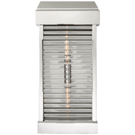Dunmore Large Curved Glass Louver Sconce in Polished Nickel with Clear Glass
