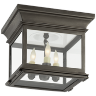 Club Small Square Flush Mount in Bronze with Clear Glass