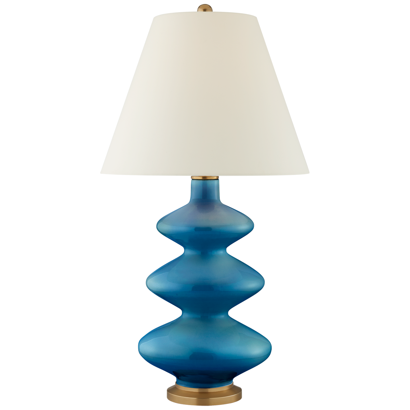 Lade das Bild in den Galerie-Viewer, Smith Medium Table Lamp in Aqua Crackle with Natural Percale Shade
