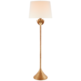 Alberto Large Floor Lamp in Antique Gold Leaf with Linen Shade