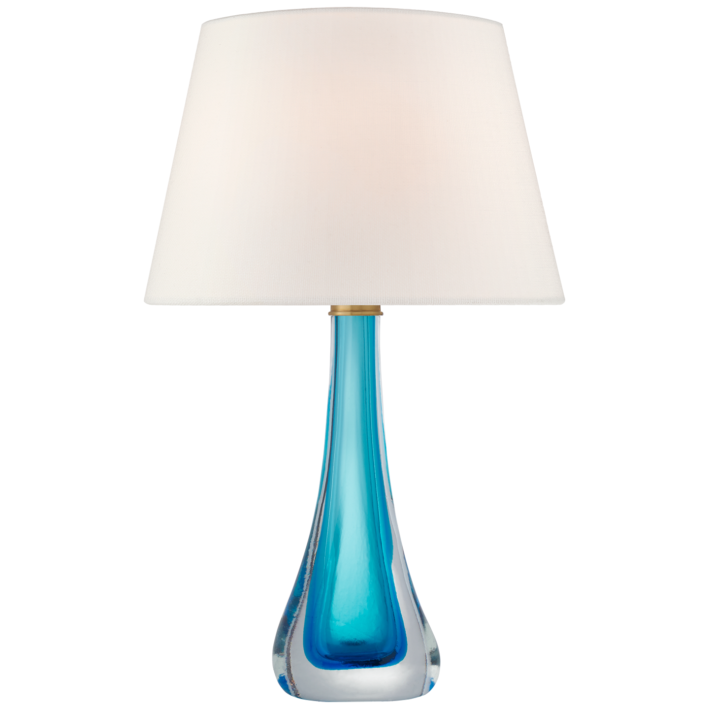 Lade das Bild in den Galerie-Viewer, Christa Large Table Lamp in Cerulean Blue Glass with Linen Shade
