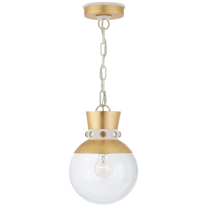 Lucia Small Pendant in Gild and White with Clear Glass