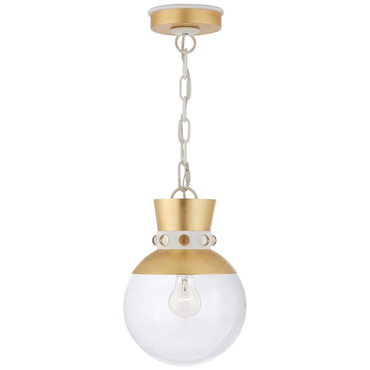 Lade das Bild in den Galerie-Viewer, Lucia Small Pendant in Gild and White with Clear Glass
