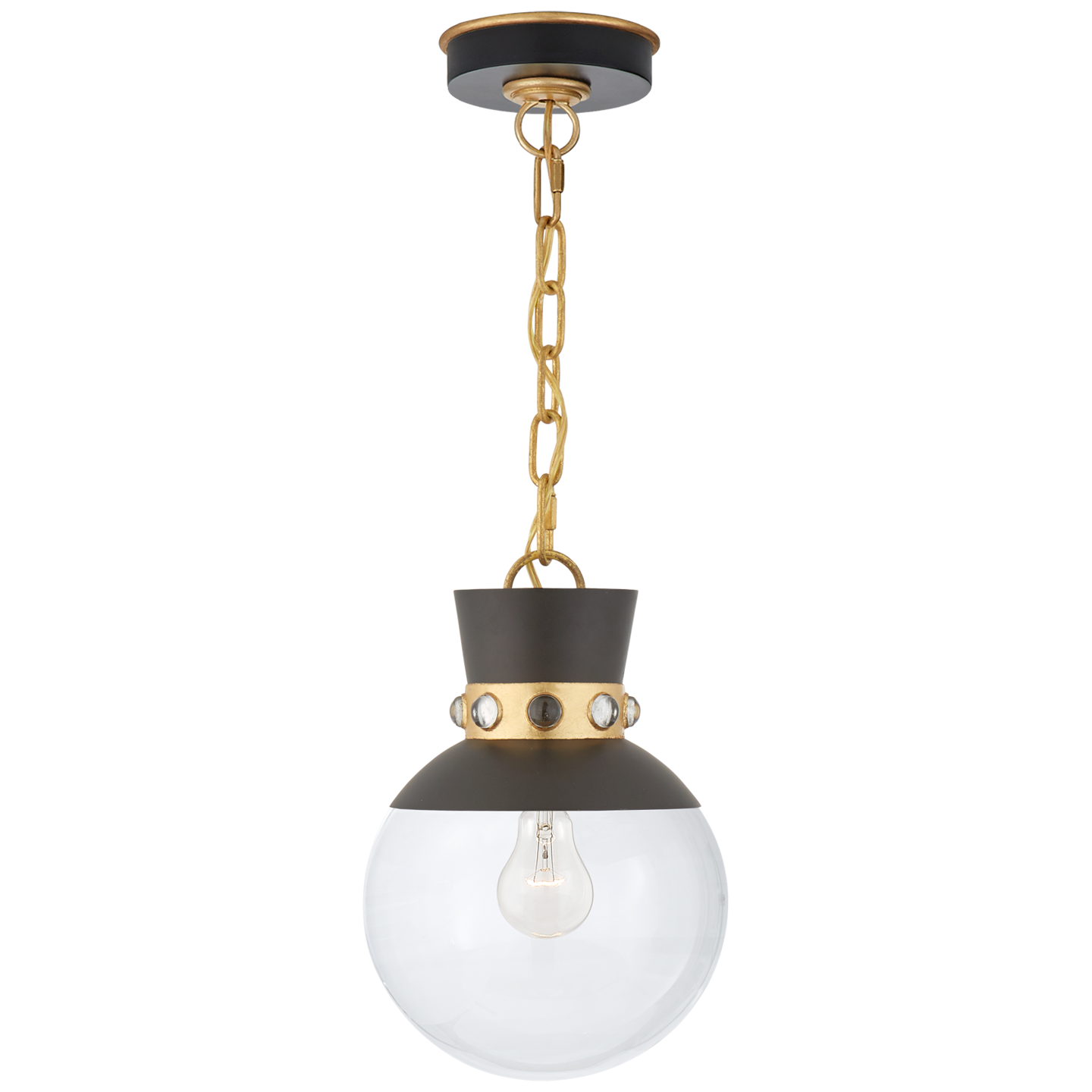 Lade das Bild in den Galerie-Viewer, Lucia Small Pendant in Matte Black and Gild with Clear Glass
