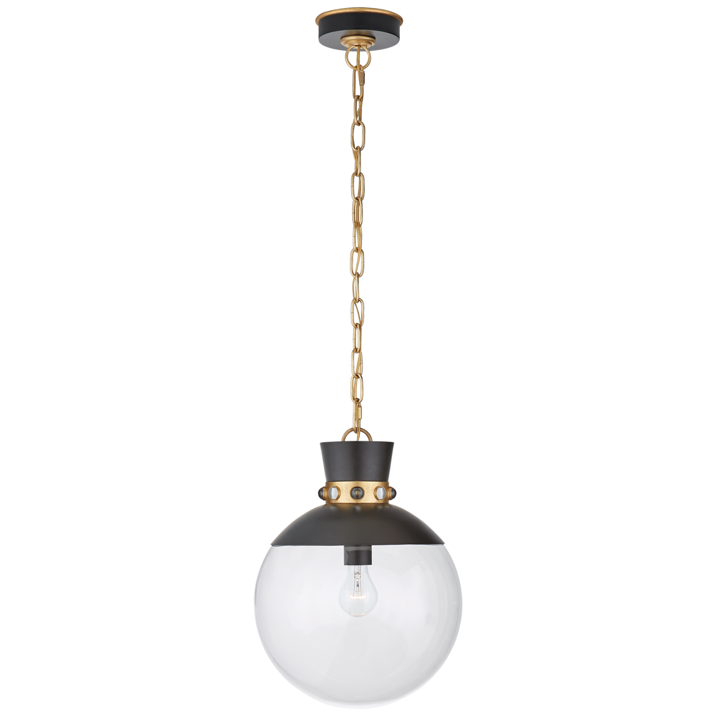 Lade das Bild in den Galerie-Viewer, Lucia Medium Pendant in Matte Black and Gild with Clear Glass
