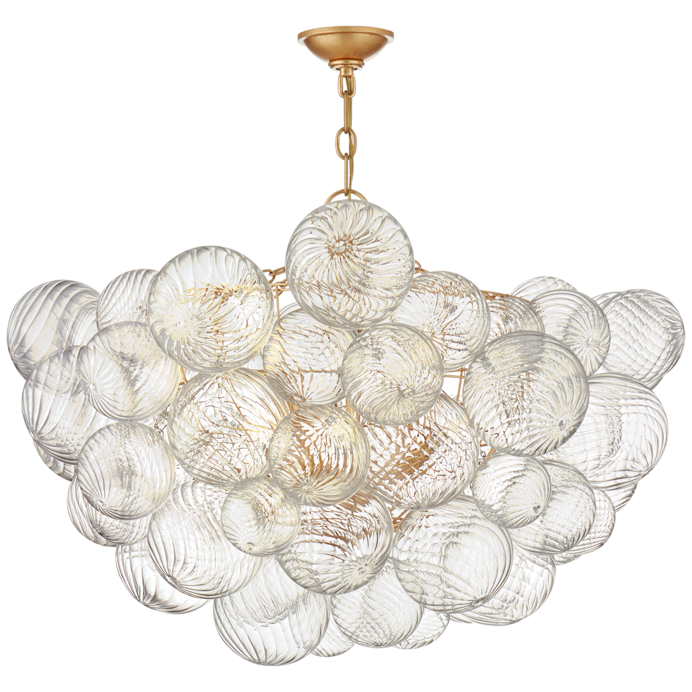 Talia Large Chandelier in Gild – Clear Swirled Glass