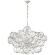 Talia Large Chandelier in Plaster White and Clear Swirled Glass