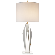 Castle Peak Table Lamp in Crystal with Cream Linen Shade