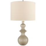 Saxon Large Table Lamp in Dove Grey with Cream Linen Shade