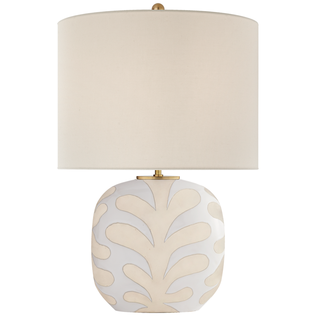 Parkwood Medium Table Lamp in Natural Bisque and New White with Linen Shade