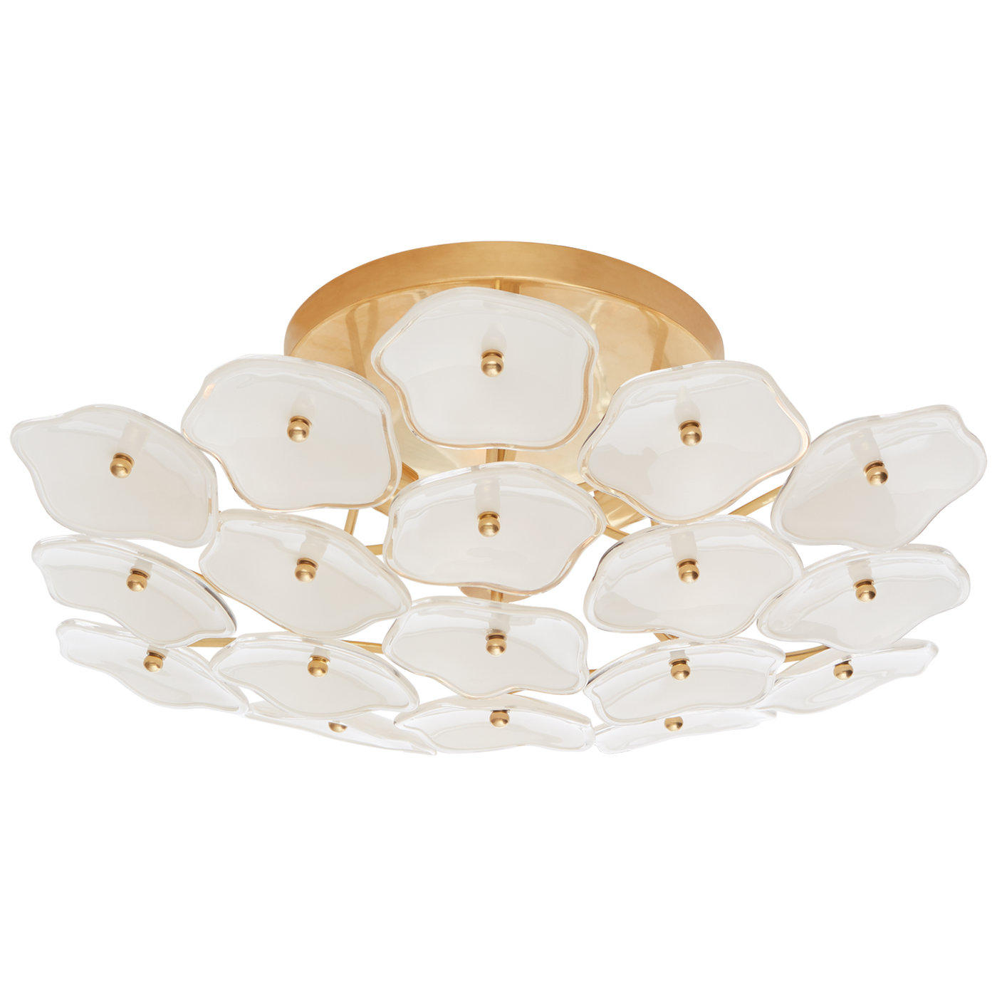 Leighton Medium Flush Mount in Soft Brass with Cream Tinted Glass