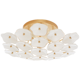 Leighton Medium Flush Mount in Soft Brass with Cream Tinted Glass