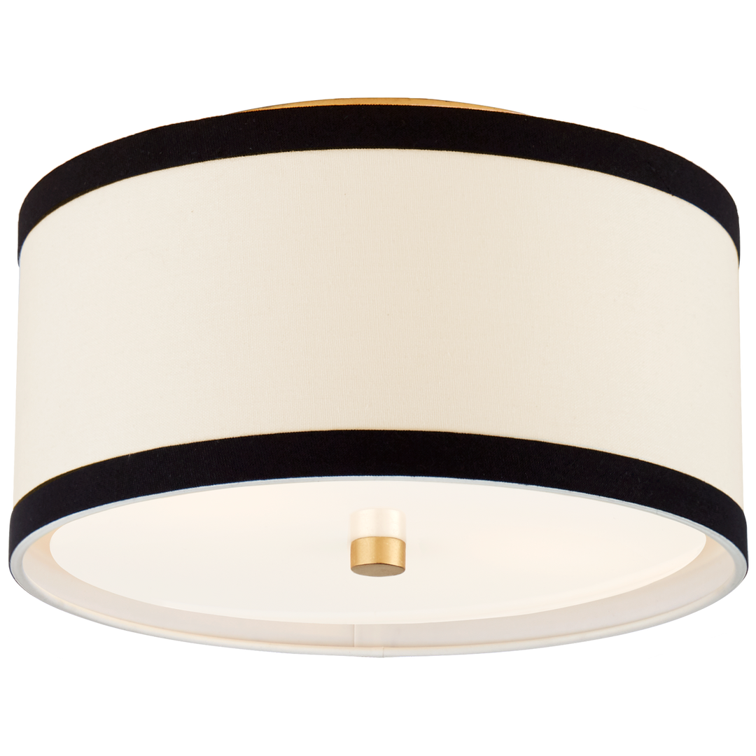 Walker Small Flush Mount in Gild with Cream Linen with Black Linen Trim