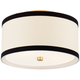 Walker Small Flush Mount in Gild with Cream Linen with Black Linen Trim