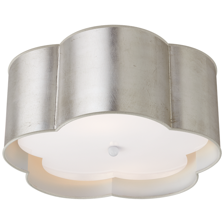 Bryce Medium Flush Mount in Burnished Silver Leaf and White with Frosted Acrylic Diffuser