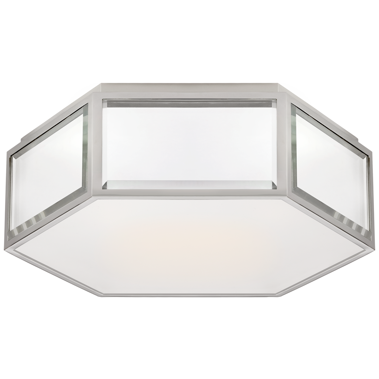 Lade das Bild in den Galerie-Viewer, Bradford Small Hexagonal Flush Mount in Mirror and Polished Nickel with Frosted Glass
