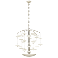 Leighton Medium Cascading Chandelier in Polished Nickel with Cream Tinted Glass