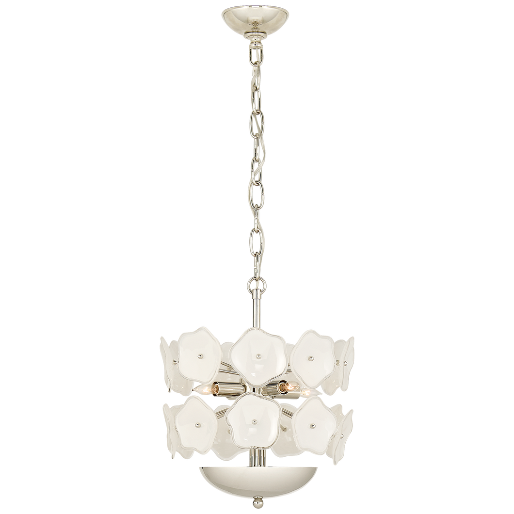 Leighton Small Chandelier in Polished Nickel with Cream Tinted Glass