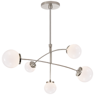 Prescott Medium Mobile Chandelier in Polished Nickel with White Glass
