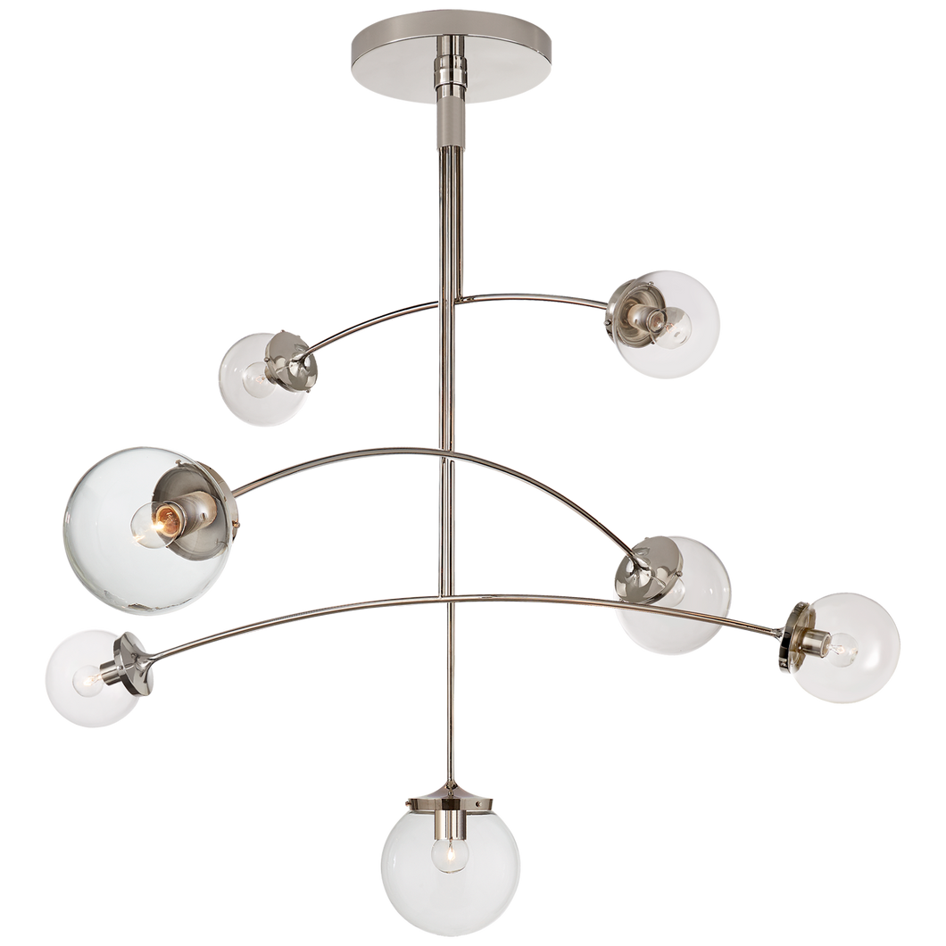 Prescott Large Mobile Chandelier in Polished Nickel with Clear Glass
