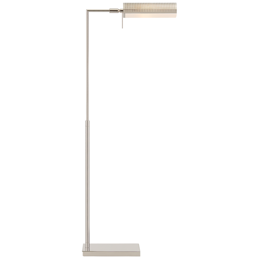 Precision Pharmacy Floor Lamp in Polished Nickel with White Glass