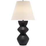 Utopia Table Lamp in Aged Iron with Linen Shade