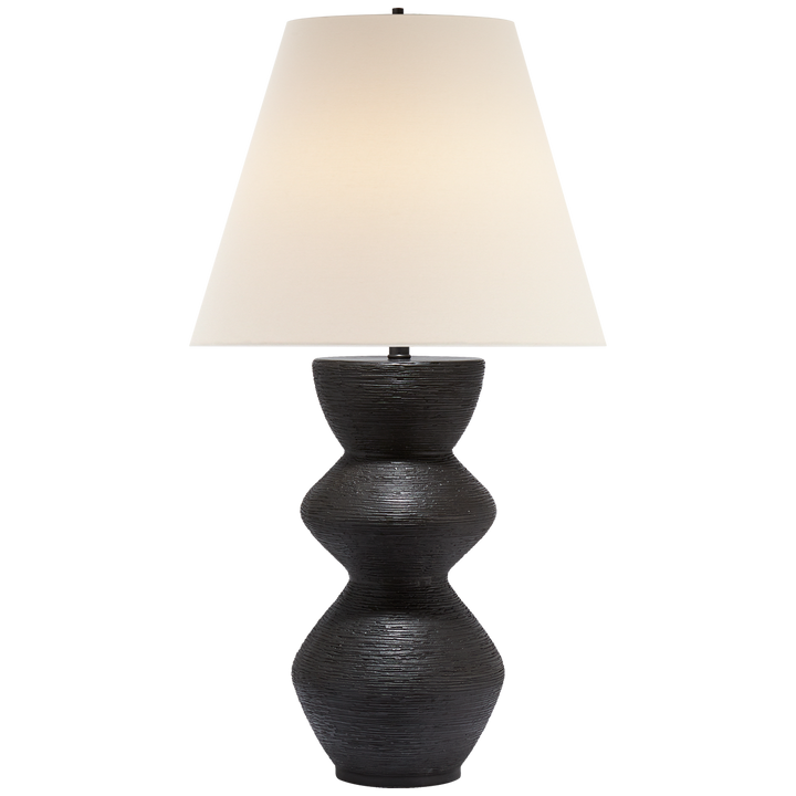 Utopia Table Lamp in Aged Iron with Linen Shade